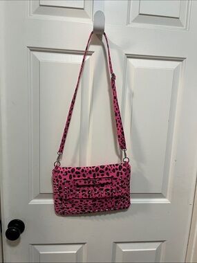 Pink Leopard Print Crossbody Shoulder Bag